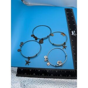 Alex and Ani Bangle Bracelet Set of 4 Beach Nautical Starfish Sand Dollar Shell‎